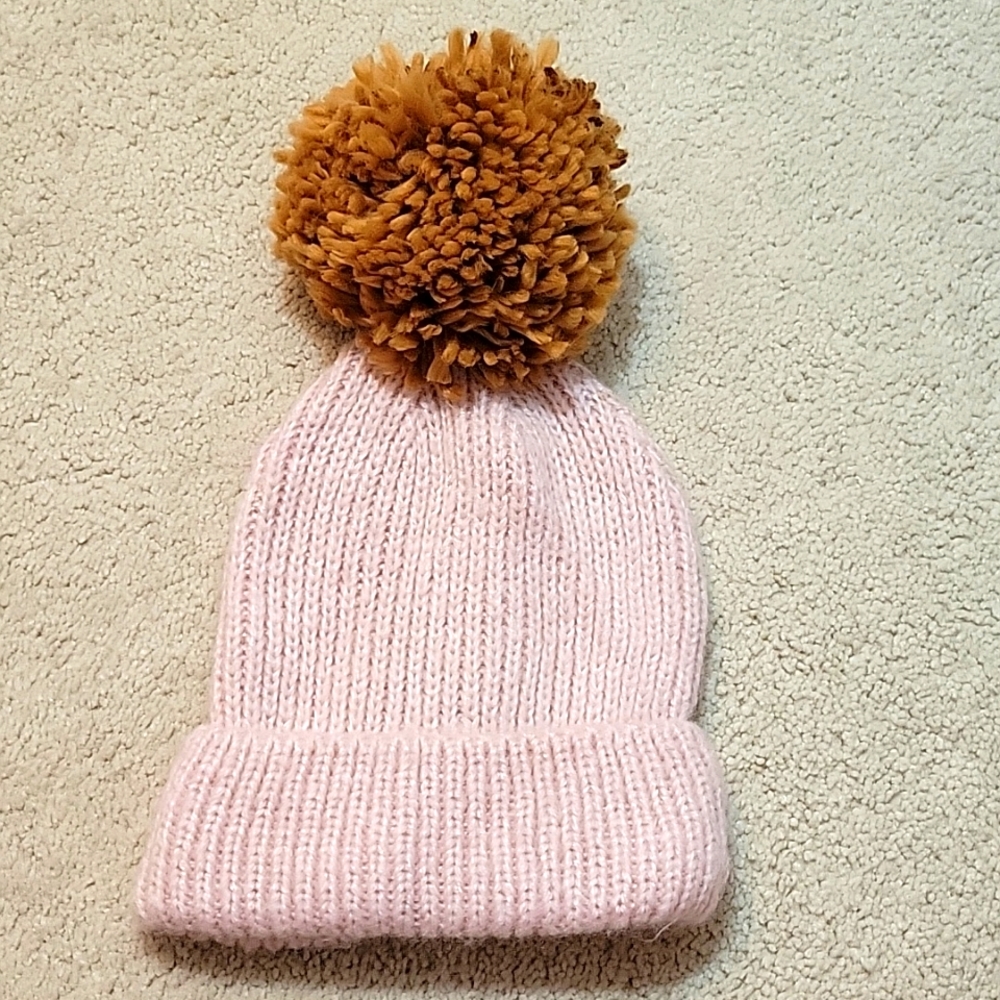 Pink beanie with pompom